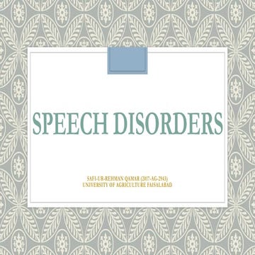 Speech Disorders