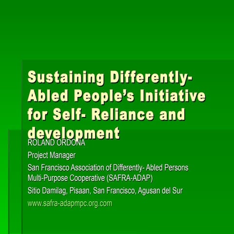 Case presentation - Recognizing PWD Productivity (SAFRA-ADAP)