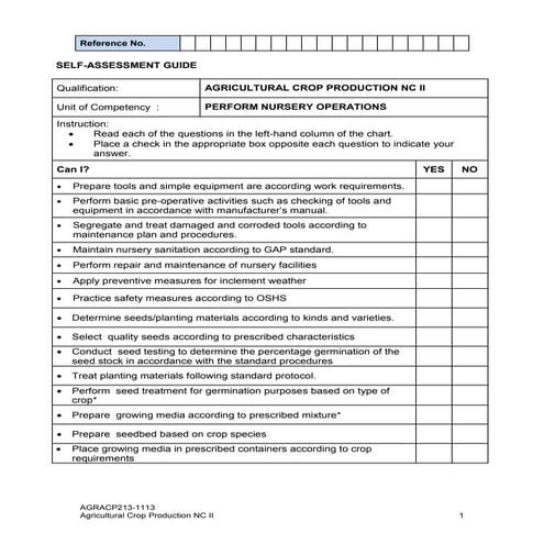 Sag agricultural crops production nc ii | PDF