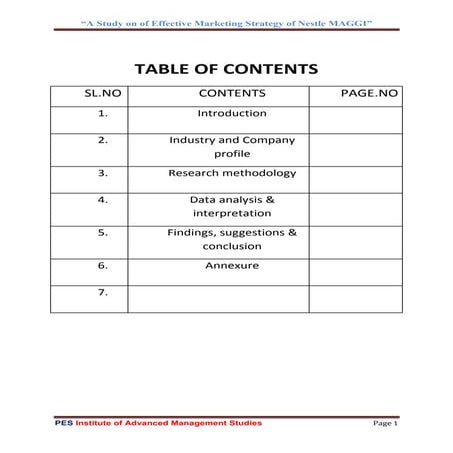 “A Study on of Effective Marketing Strategy of Nestle MAGGI”
