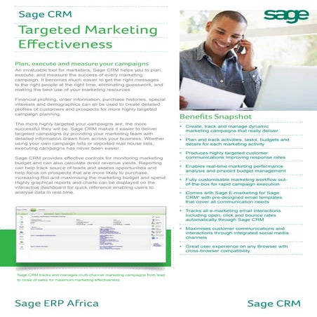 Sage CRM for Marketing Plan, execute and measure your campaigns