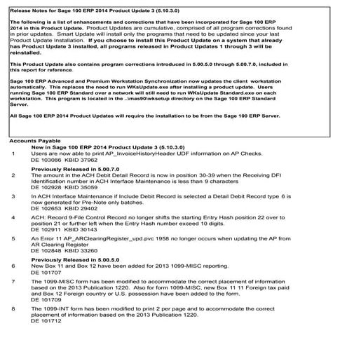 Sage 100 ERP 2014 Product Update 3 Release Notes