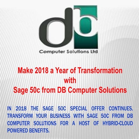 Make 2018 a Year of Transformation with Sage 50c from DB Computer Solution