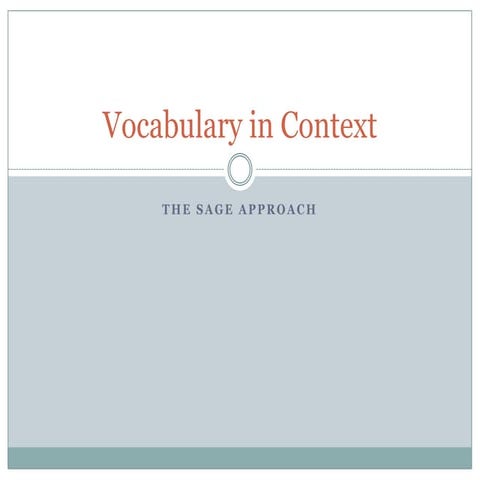 Sage approach to vocabulary