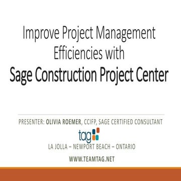 Improve Project Management Efficiencies with Sage Construction Project Center