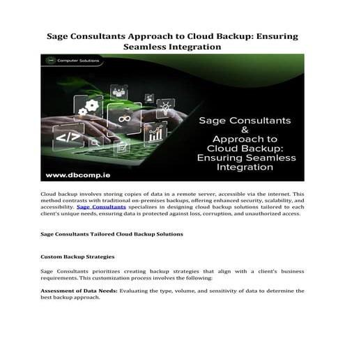 Sage Consultants Approach to Cloud Backup: Ensuring Seamless Integration