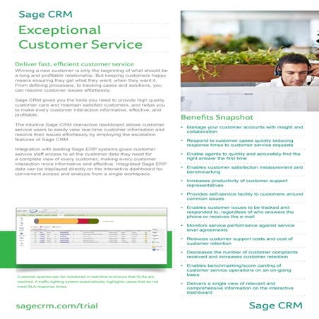 Sage CRM Customer Service Datasheet