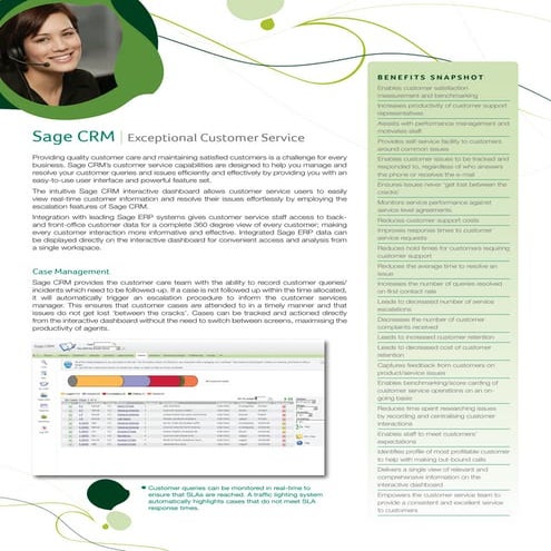 Sage CRM v7.1 Customer Service Datasheet