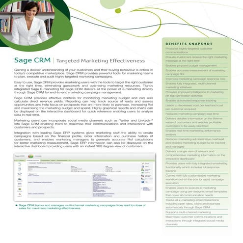 Sage CRM v7.1 Marketing Datasheet