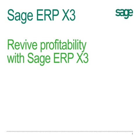 Sage ERP X3: Revive Profitability 