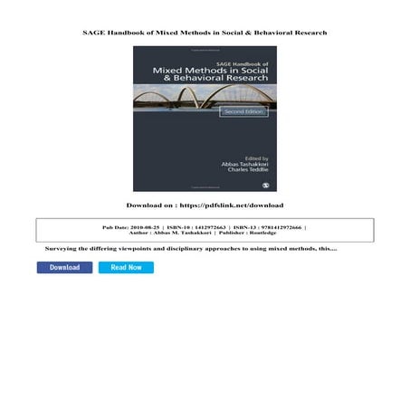 Sage handbook of mixed methods in social & behavioral research | PDF
