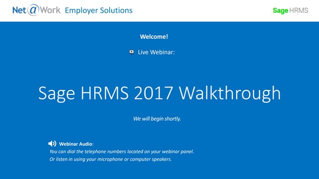 Sage HRMS 2017 Walkthrough