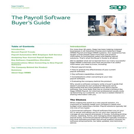 Sage Payroll Software Buyers Guide