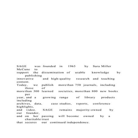 SAGE was founded in 1965 by Sa.docx