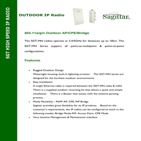 Sagittar MN (MIMO, 11n) Series Brochure and White Paper