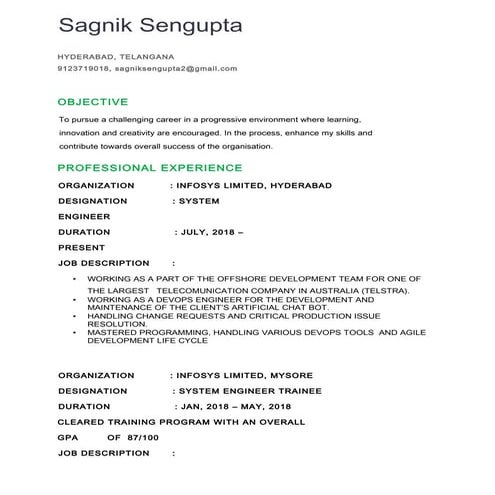 Sagnik sengupta resume