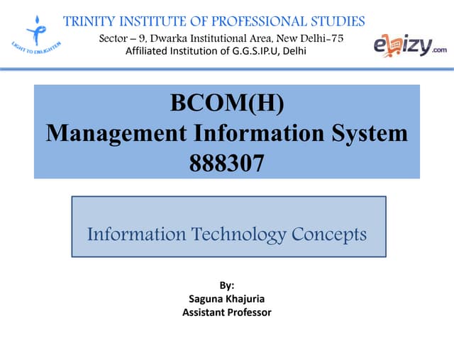 Management Information System-  Information Technology Concepts