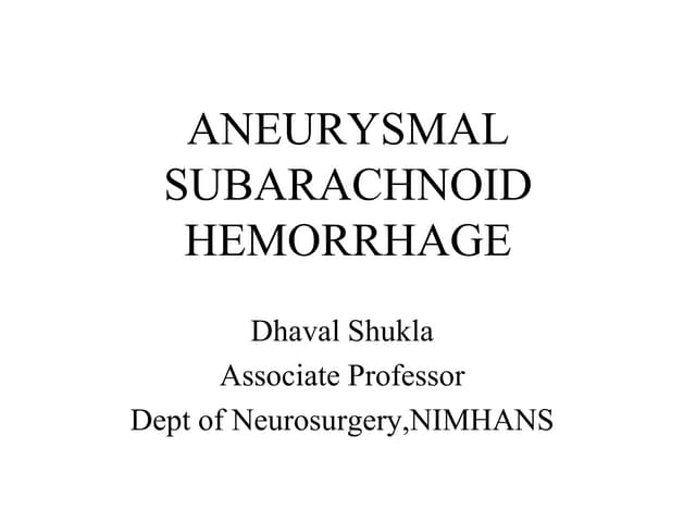 SAH for Neurology Residents