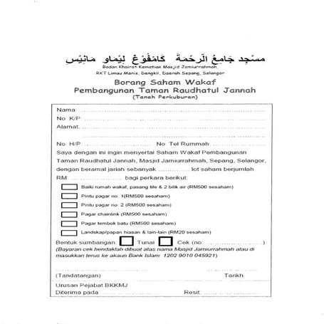 Saham wakaf rhaudatul jannah