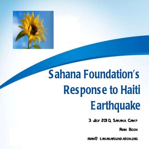 Sahana Foundation’s Response to Haiti Earthquake