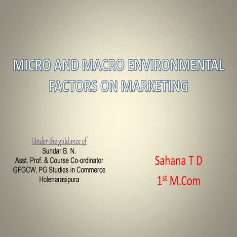 MICRO AND MACRO ENVIRONMENTAL FACTORS ON MARKETING 