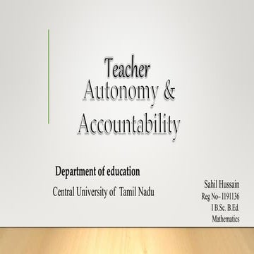 Teacher Autonomy and Accountability