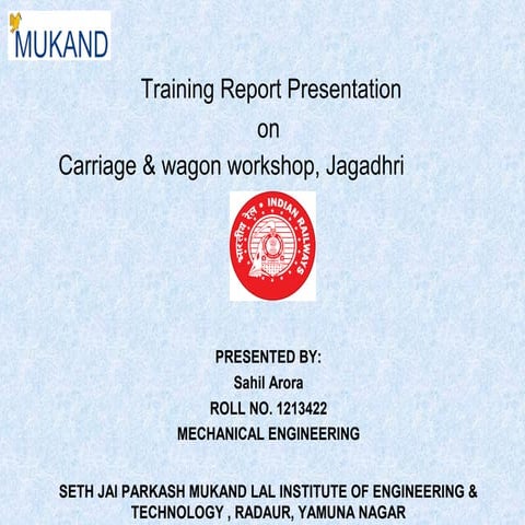 RAILWAY WORKSHOP TRANING  PPT