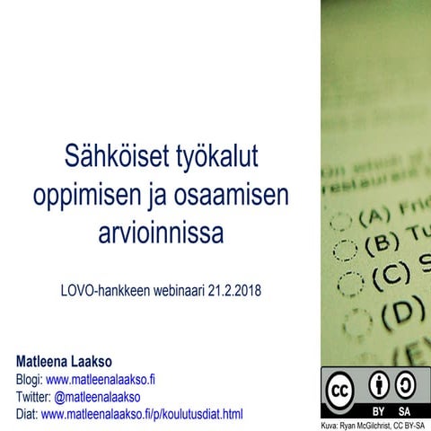 Sähköiset työkalut oppimisen ja osaamisen arvioinnissa