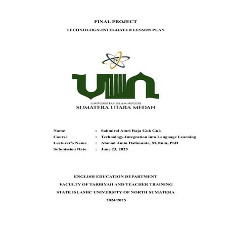Lesson Plan - Technology Integrated Language Learning (College Student ...