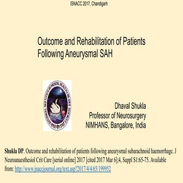SAH outcome and rehabilitation