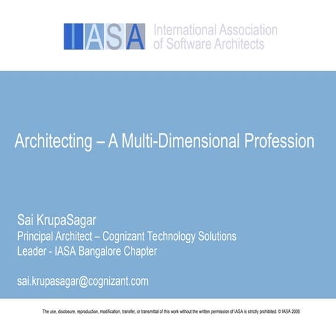 Sai KrupaSagar-Architecting–AMulti-DimensionalProfession.ppt