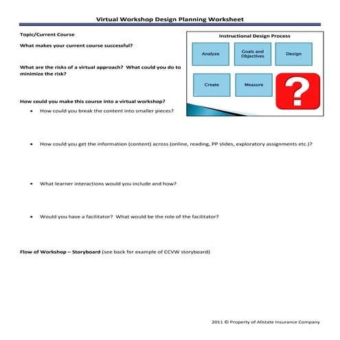CETS 2011, Jan Saillard, planning sheet handout for How to Create a Course fr...