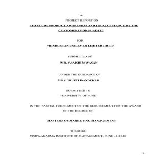 Project report on Hindustan Unileve...