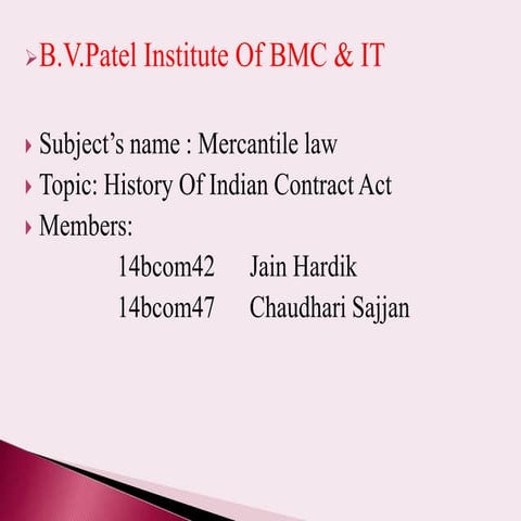 History of Indian Contract Act