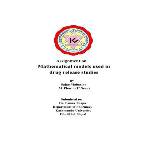 mathematical models for drug release studies
