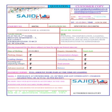 sajid packers & movers