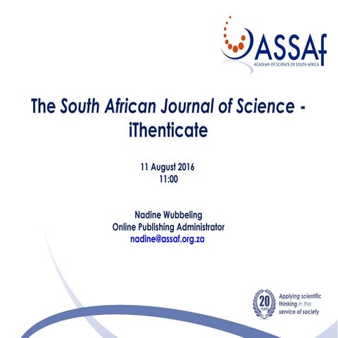 The South African Journal of Science - iThenticate