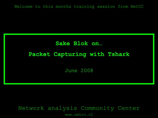 OSTU - Sake Blok on Packet Capturing with Tshark