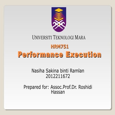 Chapter 4: Performance Execution