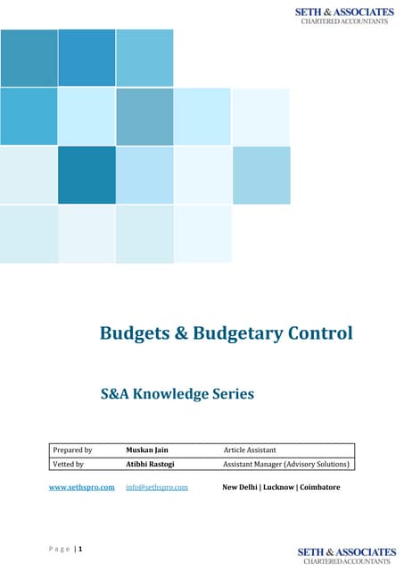 S&A Knowledge Series - Budget & budgetary controls