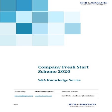S&A Knowledge Series - Company fresh start scheme 2020