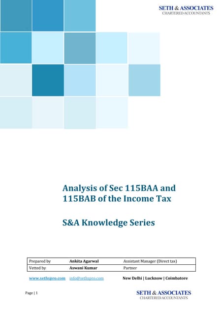 S&A Knowledge Series - Reduced rate of tax under income tax