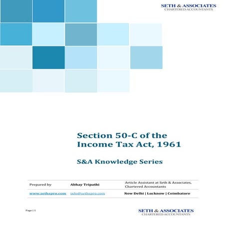 S&A Knowledge Series - Sec 50C implications under income tax act