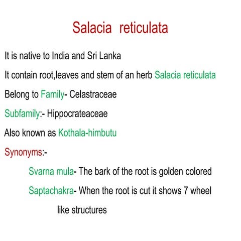 Active constituent of Salacia reticulate as Antidibetic