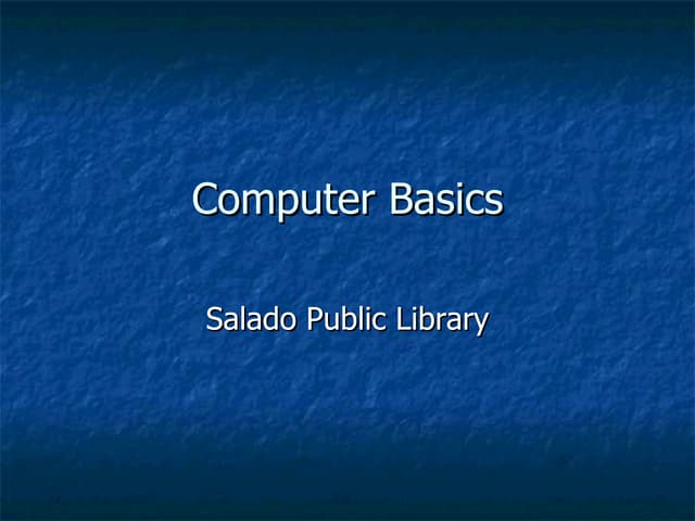 Salado public library computer basics