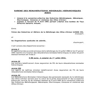 IDCC 1634 Salaires rmh 2016