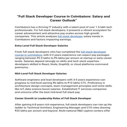 Salary and Career Outlook -  Full Stack Developer Course in Coimbatore.pdf