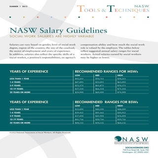 NASW Social Worker Salary Guidelines