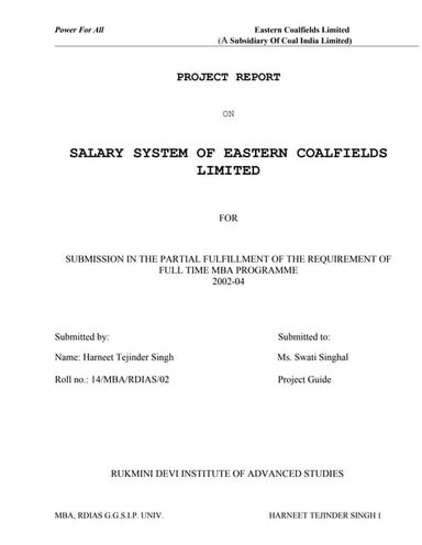 Salary system of eastern coalfields limited