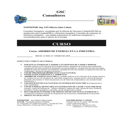 Curso: AHORRO DE ENERGIA EN LA INDUSTRIA